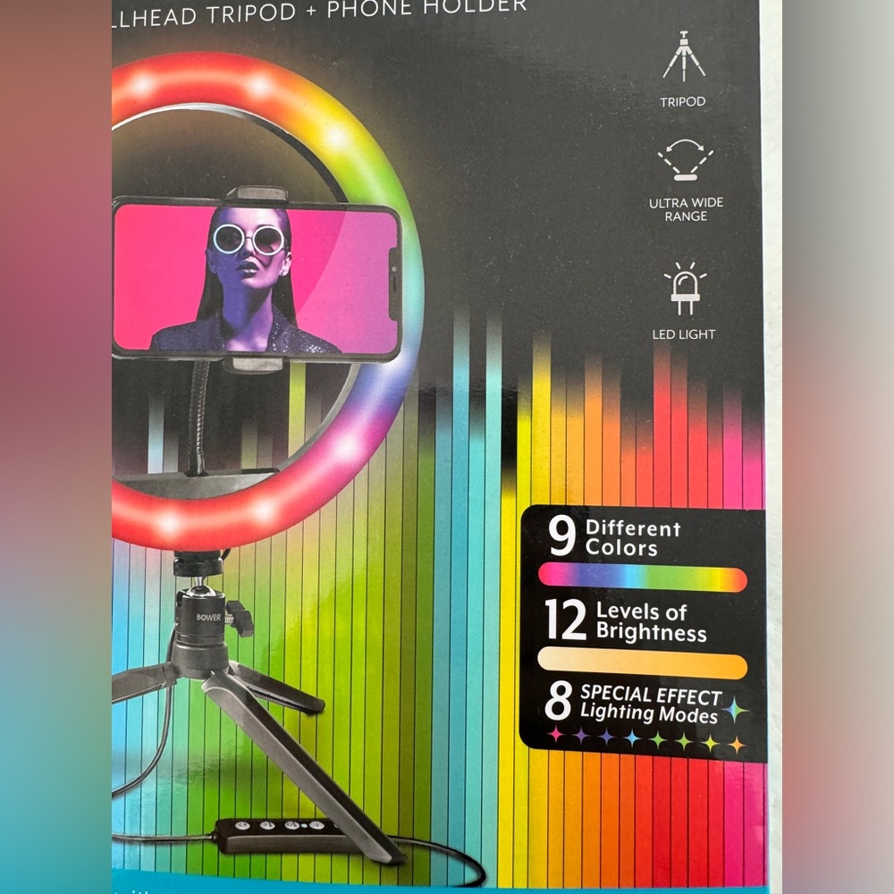 Bower 10 Inch RGB Ring Light with Tripod - NIB - Picture 5 of 11
